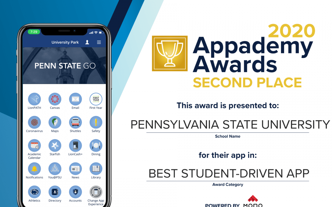 Penn State Go Award for Second Place at the Appademy Awards for Best Student Driven App
